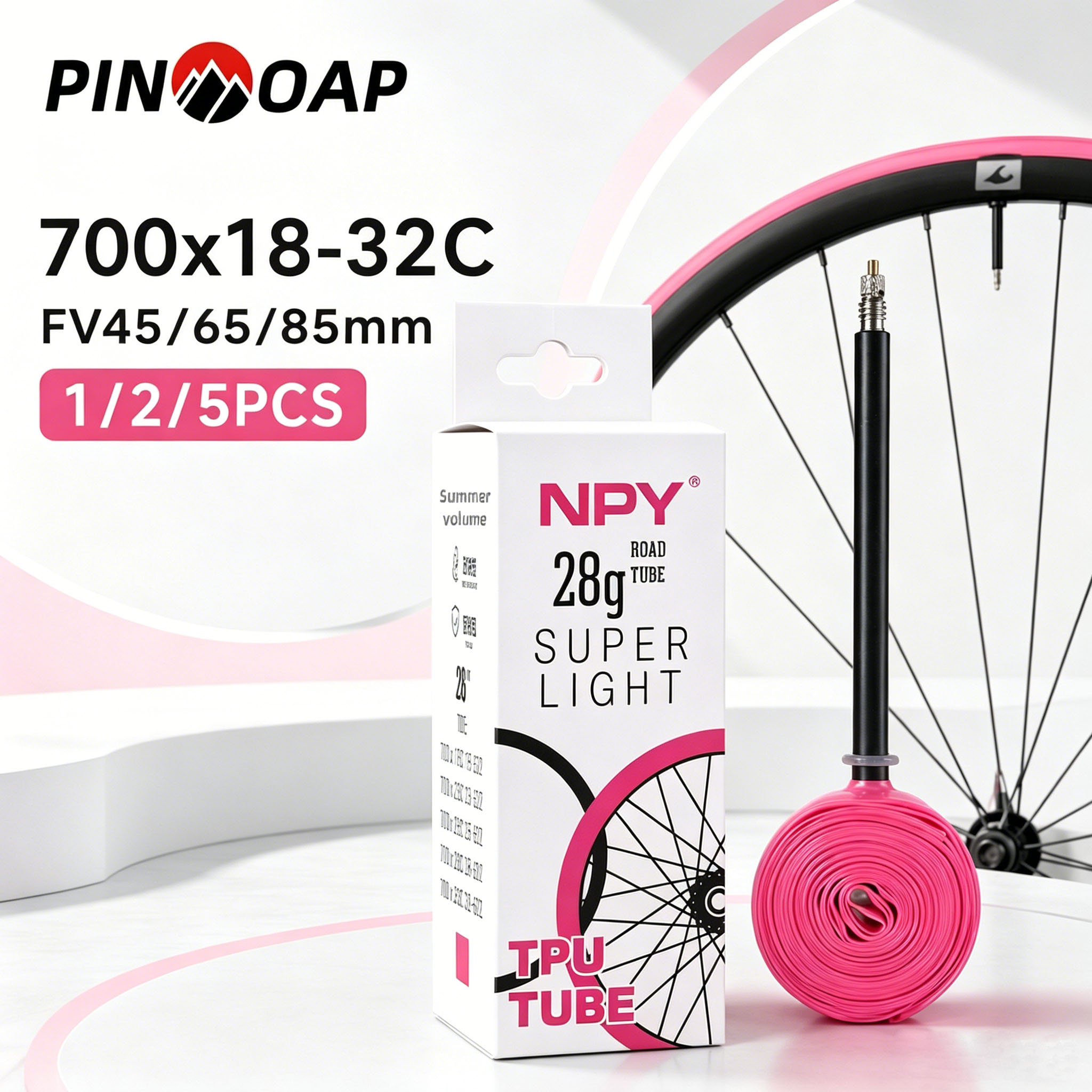 Inner Tube 700C - PINMOAP 1/2/5 Pezzi Camera d'Aria Rosa